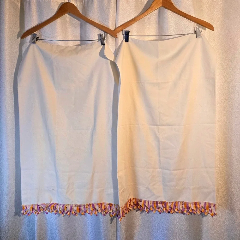 Vtg Pequot Pillowcases‎ Standard Size Crochet Trim Set of 2 No Iron Muslin
